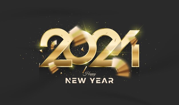 Oro lucido con numeri moderni e con numeri fatti in casa Celebrazione del felice anno nuovo 2024 Design vettoriale premium per invito o saluto alla celebrazione