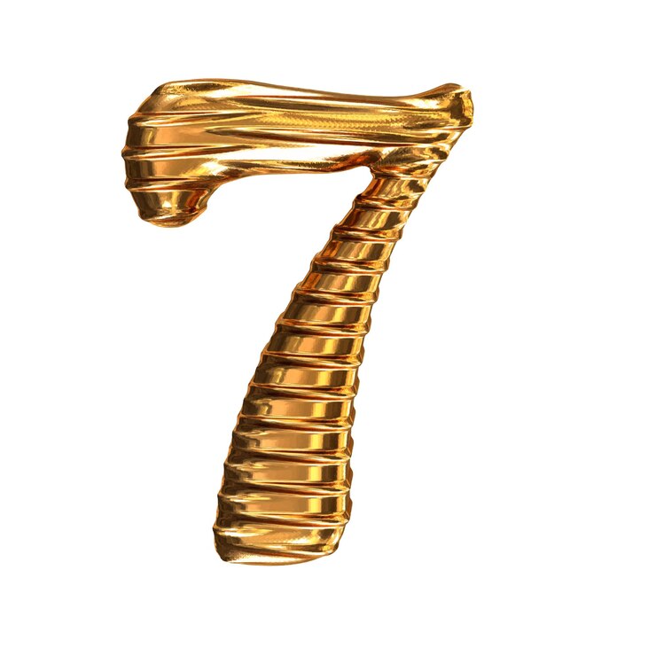 Vettore oro scanalato orizzontalmente 3d numero 7