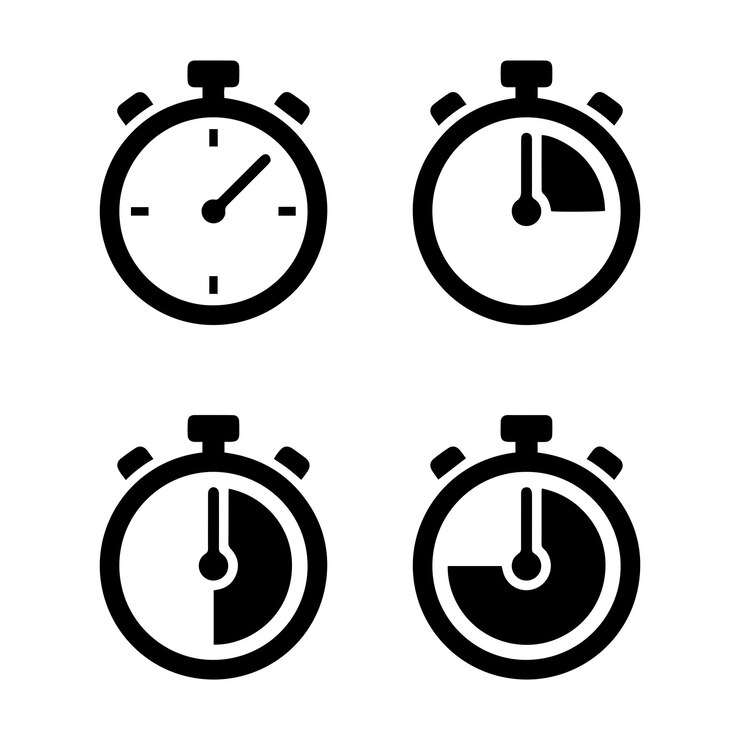 Vettore orologio a cronometro con icona a freccia set isolato di strumenti di conto alla rovescia cronometro di avvio e arresto