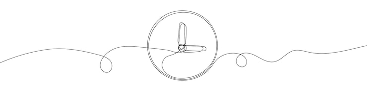 Vettore orologio in stile di disegno a linea continua linea arte simbolo del tempo