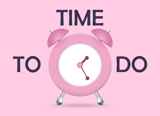 Orologio realistico e tempo di testo per fare un quadro brillante sfondo rosa motivazione carta da parati moderna elegante
