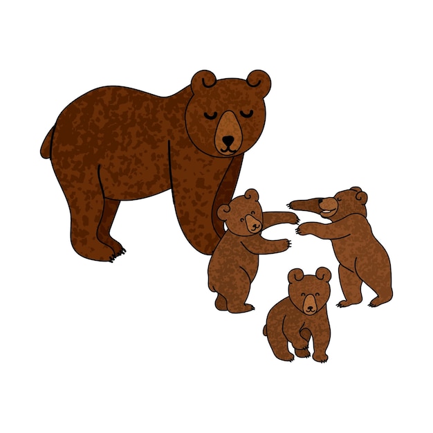 Orso con cuccioli Illustrazione colorata