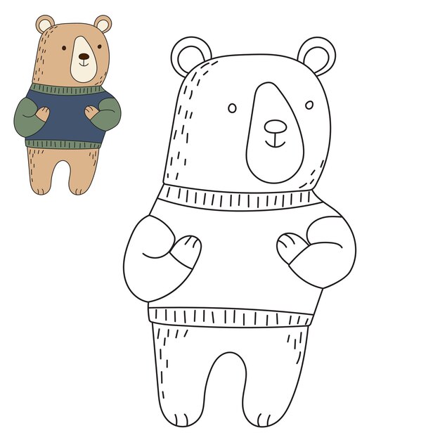 Orso libro da colorare per bambini vettore isolato
