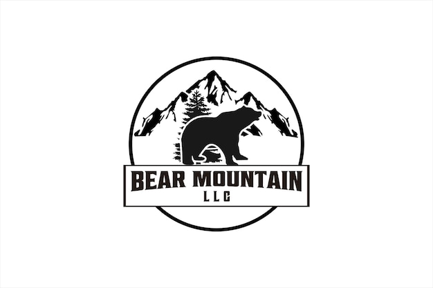 orso panda montagna natura animale selvatico mascotte albero protezione protezione logo design vettore