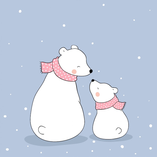 orso polare e fare da baby-sitter nella neve.