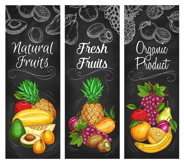Orto biologico e schizzo di raccolta di frutti tropicali