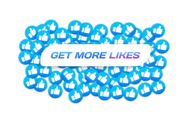 Ottenere più like segno blu piatto ottenere più like Facebook like illustrazione vettoriale