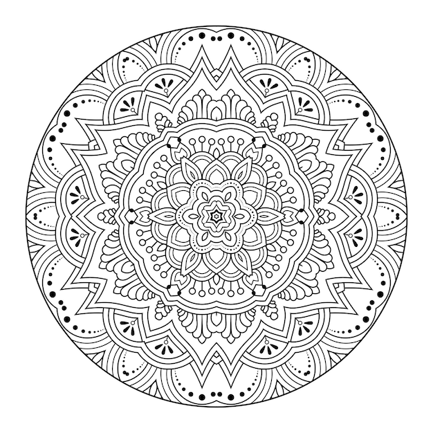 Outline Mandala per libro da colorare. Ornamento decorativo rotondo. Modello di terapia antistress