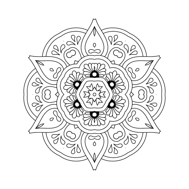 Outline Mandala per libro da colorare. Ornamento decorativo rotondo. Modello di terapia antistress