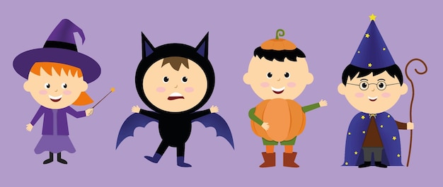 Pacchetti di simpatici personaggi di halloween nell'illustrazione