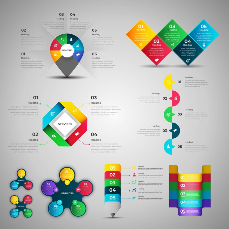 Vettore pacchetto colorato infografica per affari aziendali