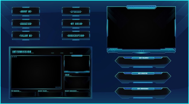 Pacchetto completo di design overlay Twitch Streaming