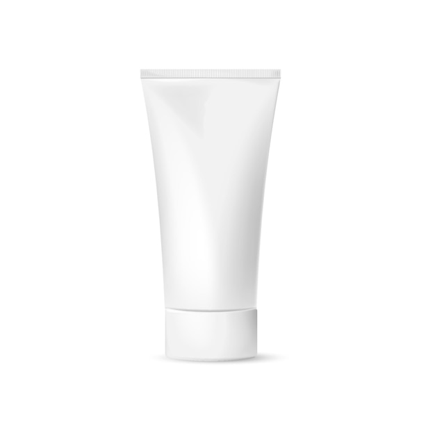 Pacchetto cosmetico piatto per zuppe di crema schiume shampoo isolato su sfondo bianco Illustrazione vettoriale