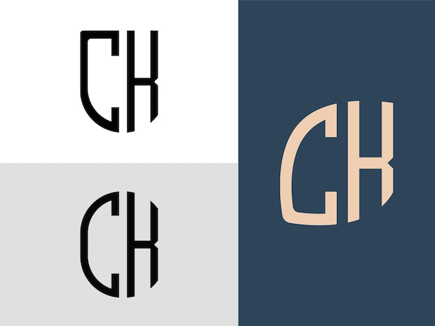 Pacchetto di design con logo CK di lettere iniziali creative