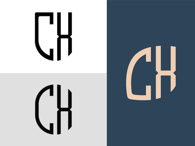 Pacchetto di design del logo CX di lettere iniziali creative