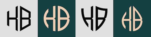 Pacchetto di disegni del logo KB con lettere iniziali semplici e creative
