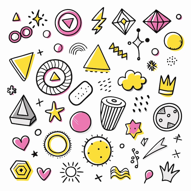 Pacchetto di Doodles con varie forme disegnate