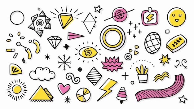 Pacchetto di Doodles con varie forme disegnate