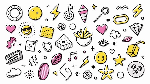 Pacchetto di Doodles con varie forme disegnate