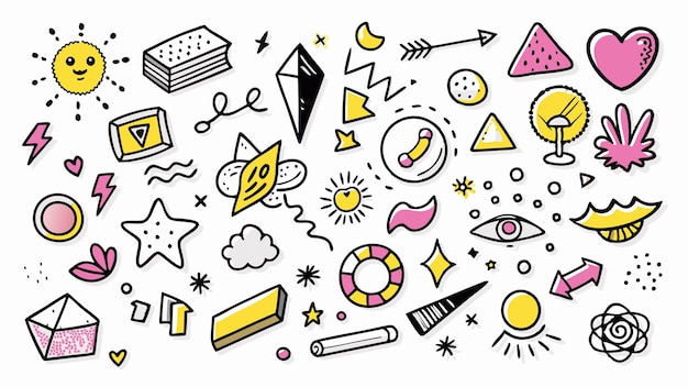 Pacchetto di Doodles con varie forme disegnate
