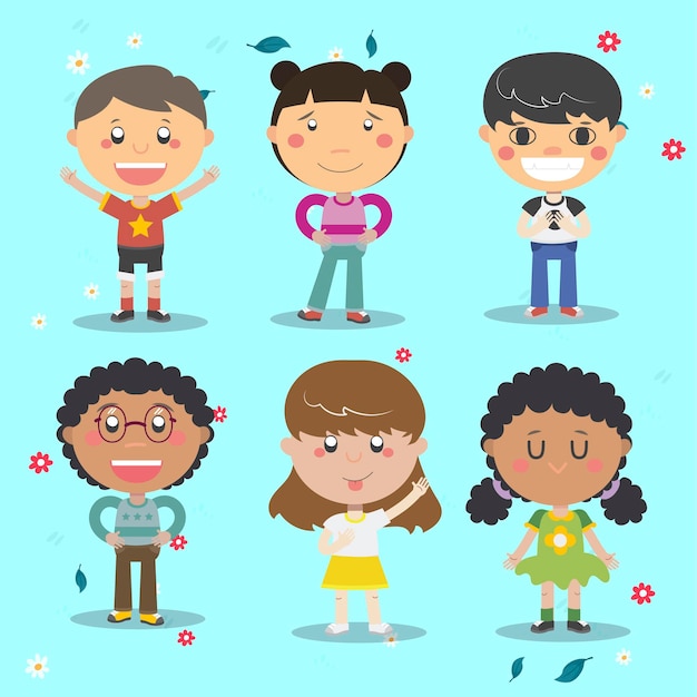 Pacchetto di eleganti personaggi per bambini
