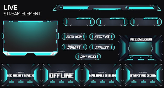 Pacchetto di elementi di design in live streaming astratto