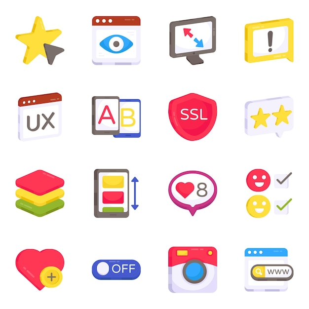 Pacchetto di icone piatte Ux