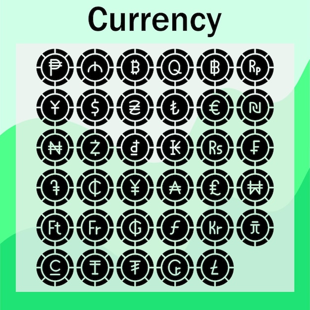 pacchetto di icone vettoriali di valuta
