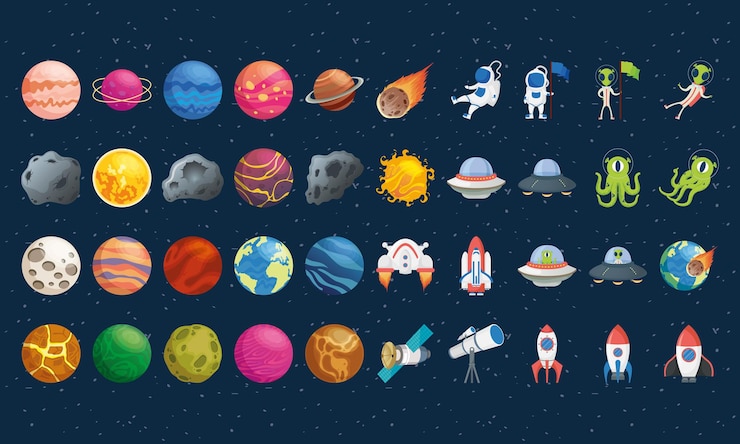 Vettore pacchetto di quaranta set di icone dello spazio