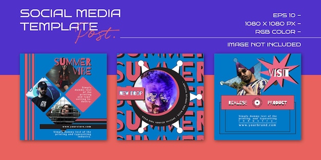 Pacchetto di sfondi groovy estetici retrò astratti di scenografia vettoriale per social media degli anni '90