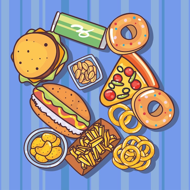 Pacchetto di simboli di cibo e pasto