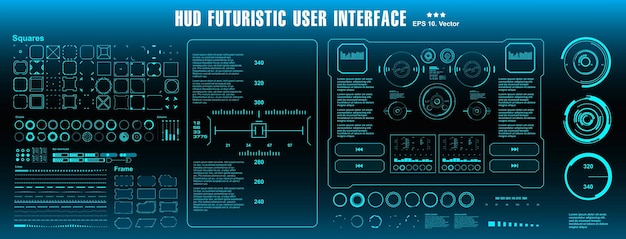 Pacchetto elementi HUD mega set Dashboard display verde schermo della tecnologia di realtà virtuale