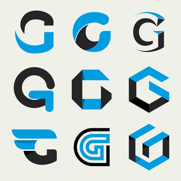 Pacchetto logo lettera g design piatto