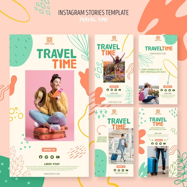 Pacchetto storia instagram viaggio piatto