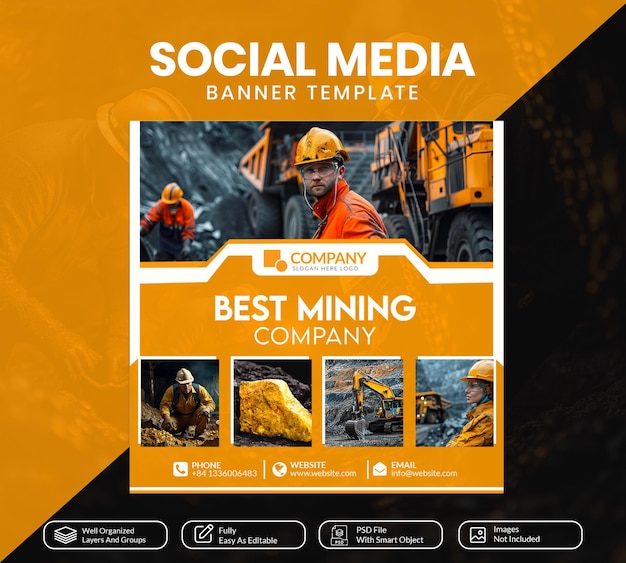Pack per i social media dell'industria mineraria