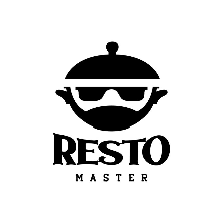 Vettore padella di cottura uomo barbuto master chef ristorante cibo vintage logo design icona vettore illustrazione