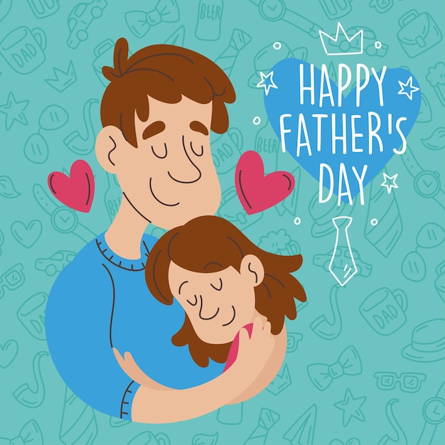 Padre carino che abbraccia sua figlia Festa del papà vettore