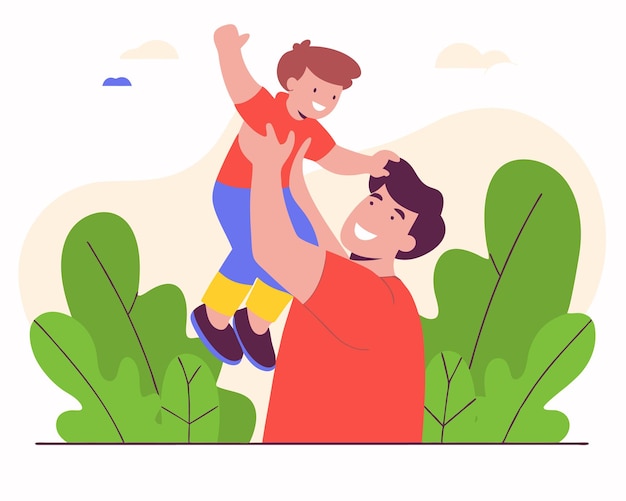 padre e figlio per l'illustrazione della giornata dei padri