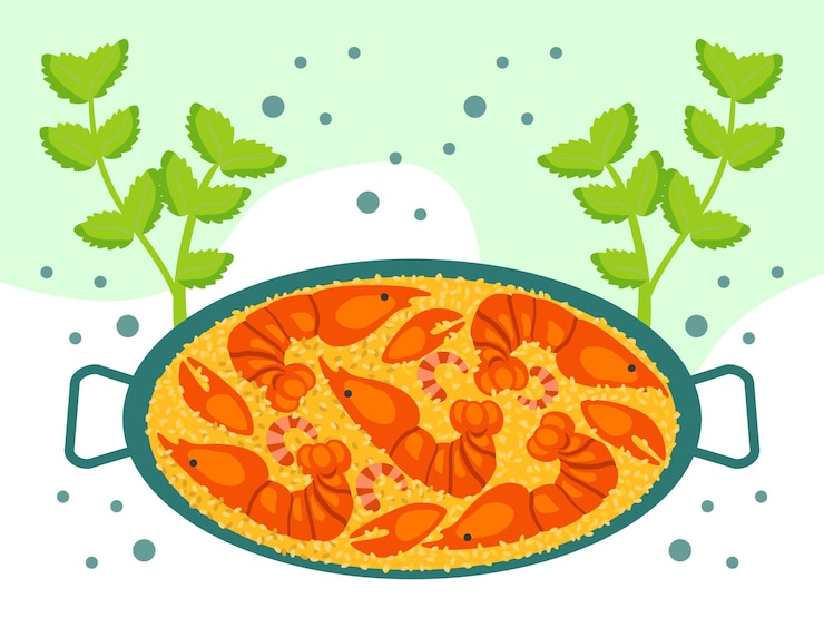 Vettore paella concept illustration elegante e bellissima