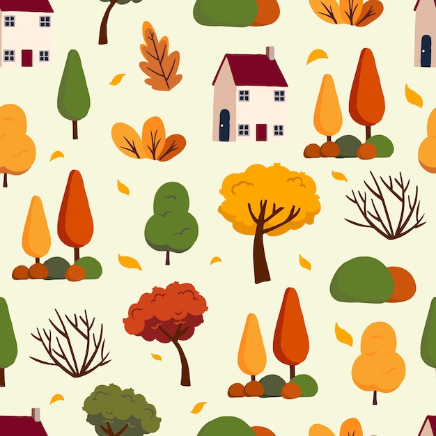 paesaggio autunnale sfondo a disegno senza cuciture per il design di piastrelle