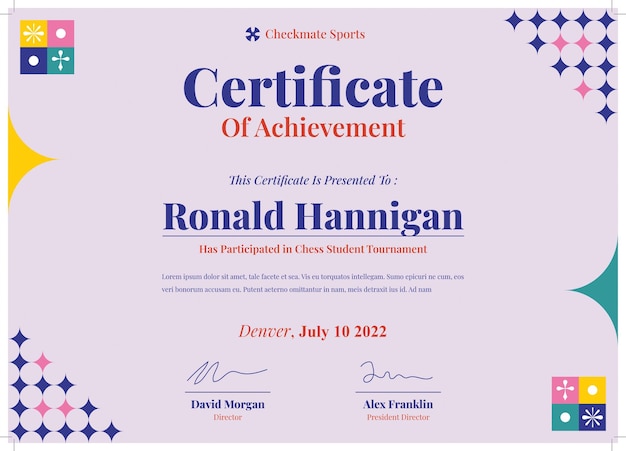 Paesaggio dei certificati di scacchi
