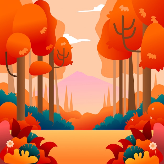 Paesaggio dell'illustrazione del fondo di autunno