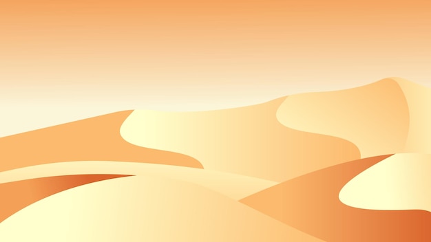 Paesaggio desertico con dune di sabbia Design del paesaggio piatto Illustrazione vettoriale