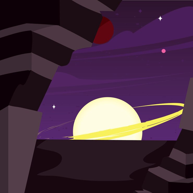 Vettore paesaggio fantascientifico futuristico colorato isolato con il pianeta sullo sfondo illustrazione vettoriale
