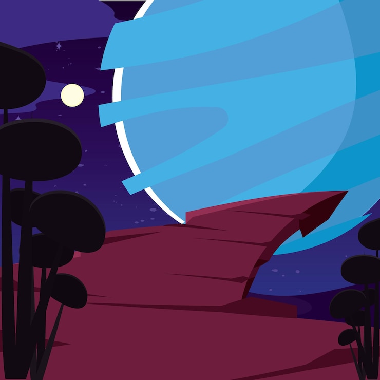 Vettore paesaggio fantascientifico futuristico colorato isolato con il pianeta sullo sfondo illustrazione vettoriale