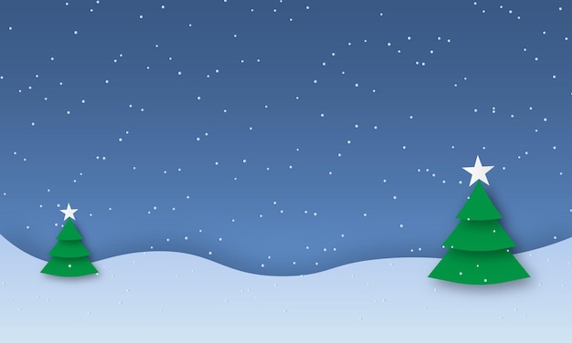 Paesaggio notturno di Natale con l'illustrazione di vettore del fiocco di neve