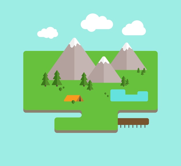 Paesaggio semplice in design piatto
