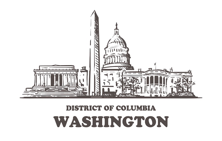 Vettore paesaggio urbano di washington, distretto della columbia