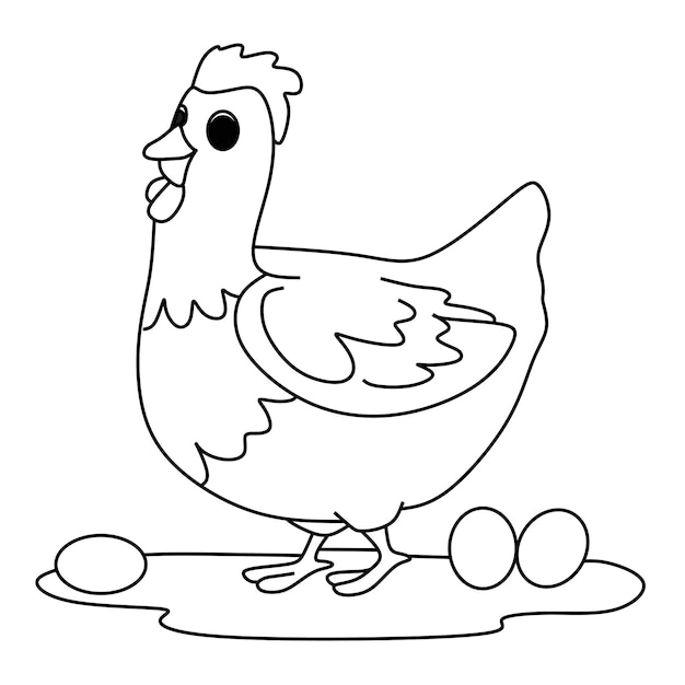 Pagina da colorare alfabeti animale cartone animato pollo