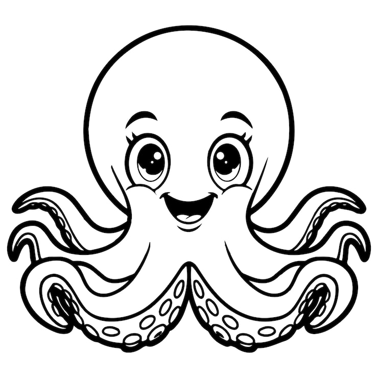 Vettore pagina da colorare carino polpo